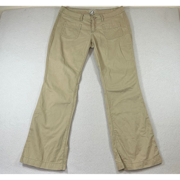 Aeropostale Pants Vintage Y2K Womens Khaki 11/12R Low Rise Flare Leg‎ Pockets - Picture 1 of 8